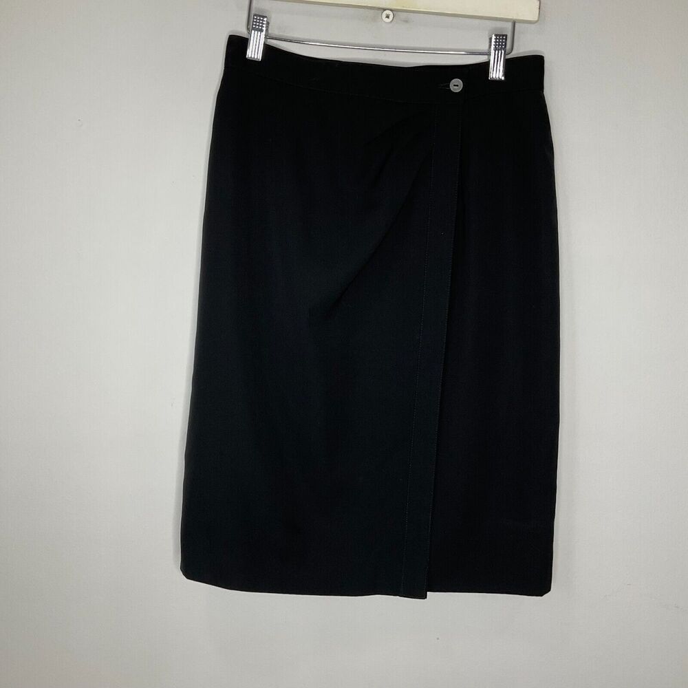 Burberry Vintage Wrap Skirt Womens Size 42 Lined Black